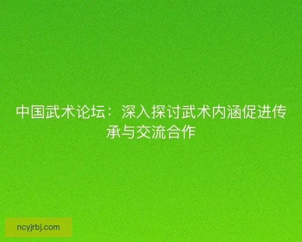中国武术论坛：深入探讨武术内涵促进传承与交流合作